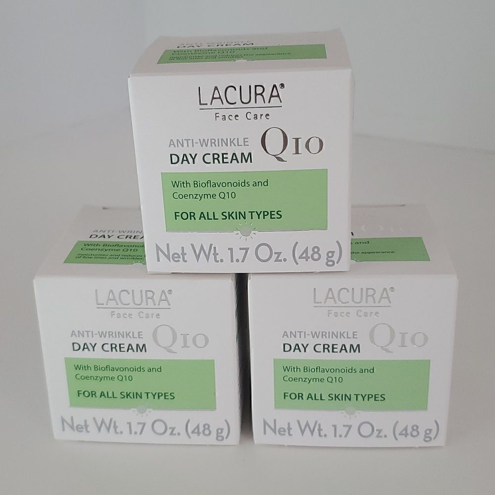 Lacura Face Care Anti-Wrinkle Day Cream Q10 Set of 3 NIB